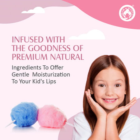 Mom & World Kidsy Naturalcandy Floss Lip Balm - All Day Moisture Baby Lip Balm & Jojoba Oil 4.5g