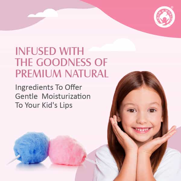 Mom & World Kidsy Naturalcandy Floss Lip Balm - All Day Moisture Baby Lip Balm & Jojoba Oil 4.5G