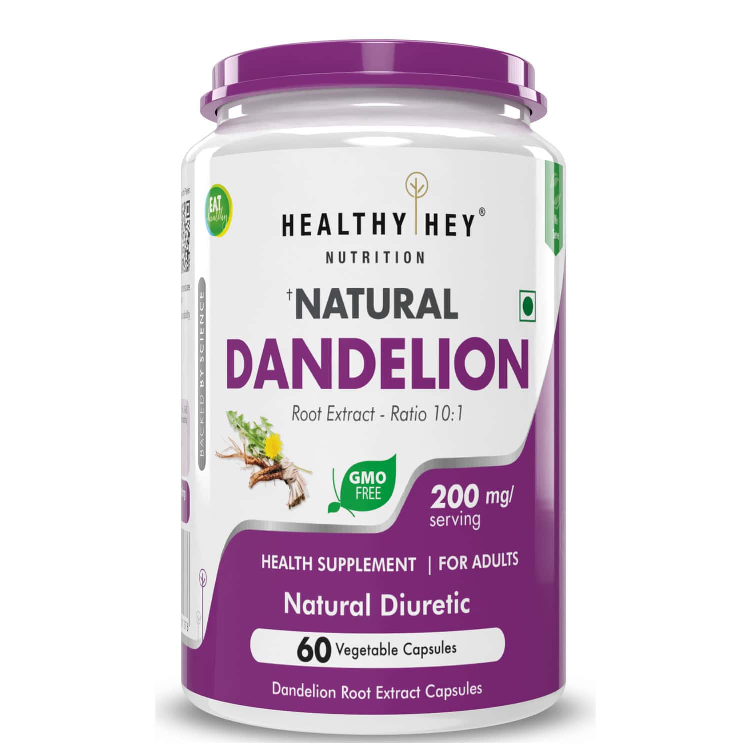 Healthyhey Nutrition Dandelion Root Extract - 10:1 Ratio - 60 Veg. Capsules