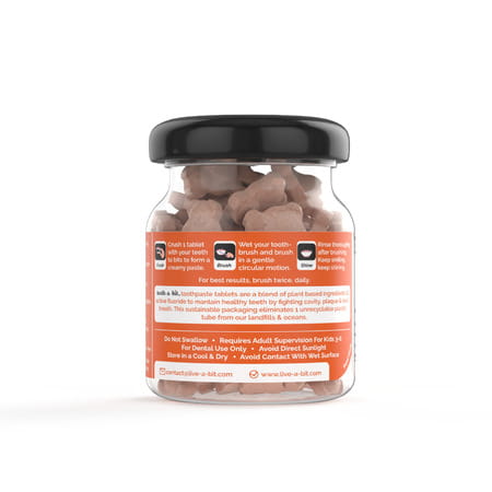 Teeth-A-Bit Kids Multi-Protection Tangerine Mint Tooth Bits Kids Toothpaste Tablets (60 Bits)
