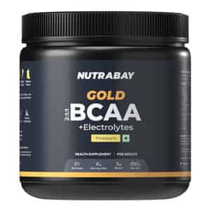 Nutrabay Gold Bcaa 2:1:1 With Electrolytes|5g Bcaa | Pre/post Workout Energy Drink|250g | Pineapple