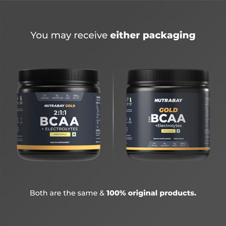 Nutrabay Gold Bcaa 2:1:1 With Electrolytes|5G Bcaa | Pre/Post Workout Energy Drink|250G | Pineapple