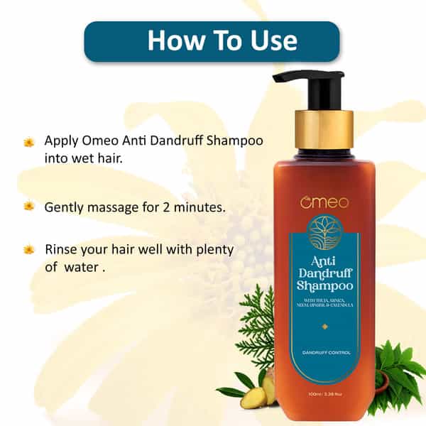 Omeo Anti Dandruff Shampoo | With Neem | Ginger | Arnica | Calendula & Thuja (100Ml)