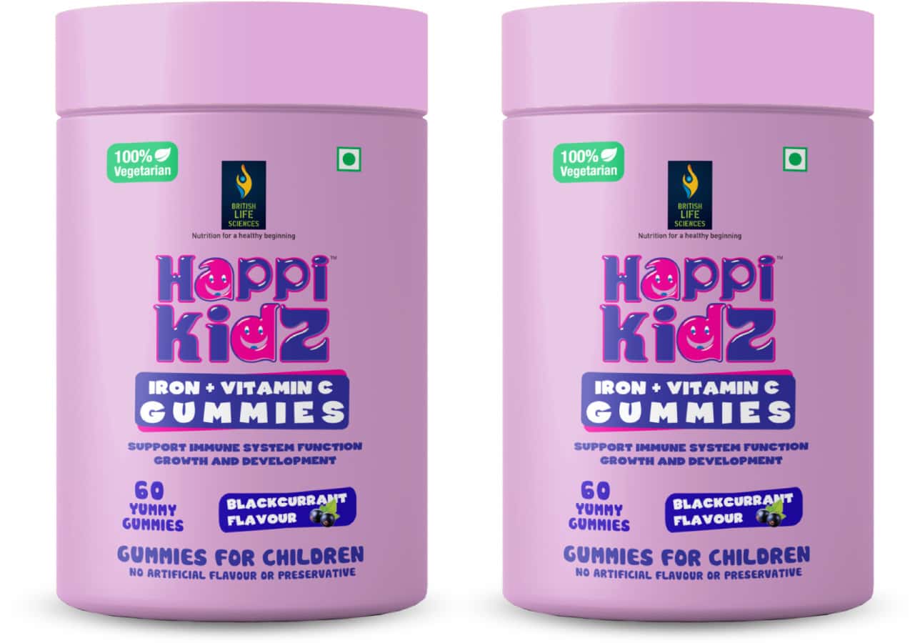 Happi Kidz Iron + Vitamin C Gummies - Blackcurrent - 60n (pack Of 2)