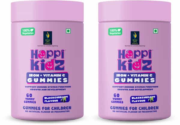 Happi Kidz Iron + Vitamin C Gummies - Blackcurrent - 60N (Pack Of 2)