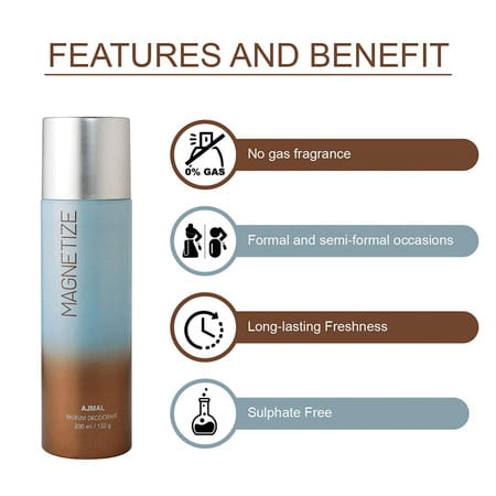 Ajmal 3 Nightingale & 1 Magnetize Deodorant Pack Of 4 Deodorant 200ml Each (Total 800ml) For Unisex