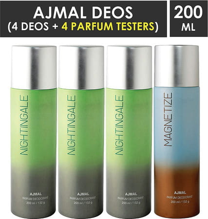 Ajmal 3 Nightingale & 1 Magnetize Deodorant Pack Of 4 Deodorant 200ml Each (Total 800ml) For Unisex