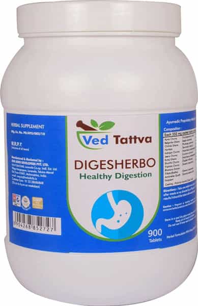 Ved Tattva Digesherbo 900 Tablets | Natural Supplement For Healthy Digestion Tablets (Pack Of 5)