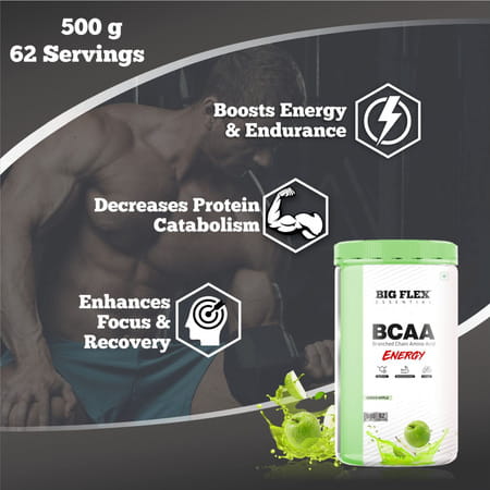 Bigflex Essential Bcaa Energy Green Apple (500gm) - Jar