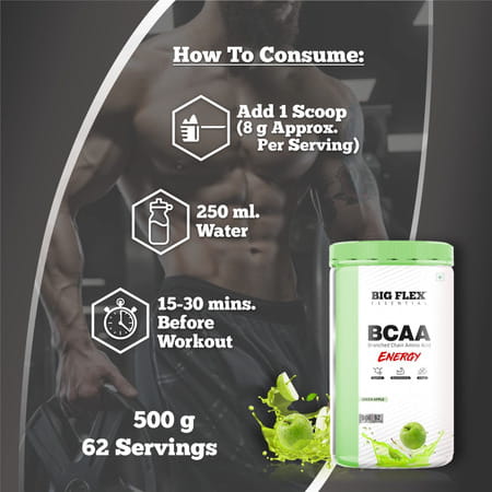 Bigflex Essential Bcaa Energy Green Apple (500gm) - Jar