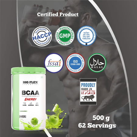 Bigflex Essential Bcaa Energy Green Apple (500gm) - Jar