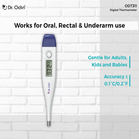 Dr. Odin Odt 311 Digital Thermometer | Accurate Water Resistant & Family Friendly White & Blue