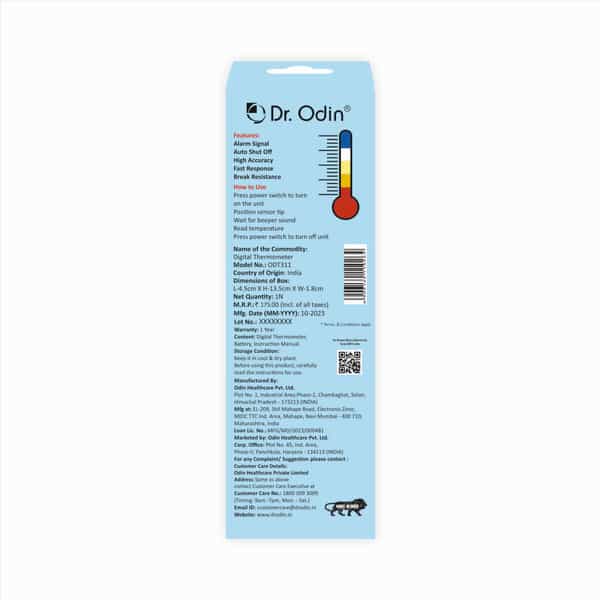 Dr. Odin Odt 311 Digital Thermometer | Accurate Water Resistant & Family Friendly White & Blue