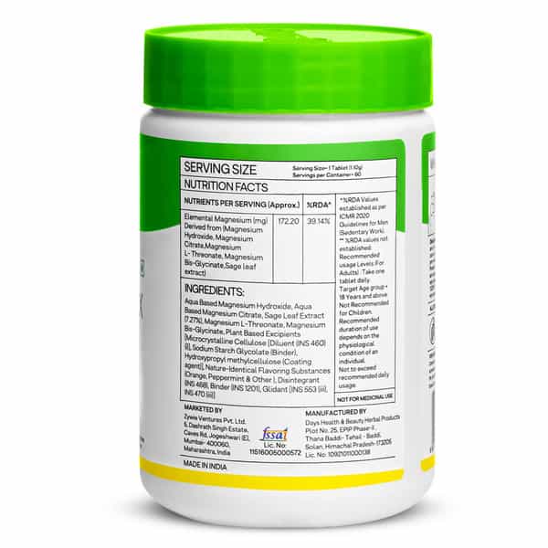 Oziva Magnesium Glycinate Triple Complex 1100Mg For Muscle| Sleep And Nerve Function | 60 Tabs