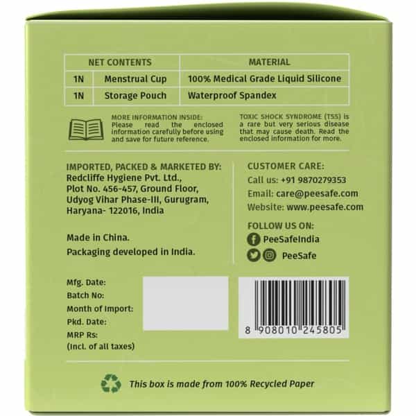 Pee Safe Reusable Menstrual Cup With Medical Grade Silcone For Women - Large