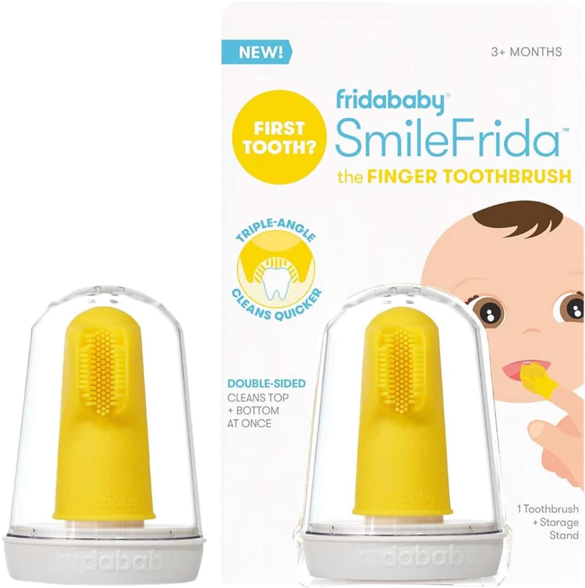 Frida Baby Smilefrida Finger Toothbrush Kids Silicone Gentle Clean Yellow 1 Count