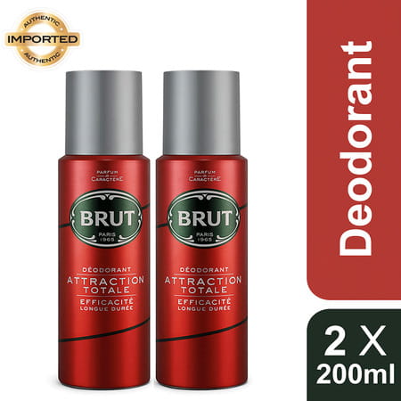 Brut Attraction Totale Deodorant Spray For Men Long-Lasting Fragrance 200 Ml (Pack Of 2)