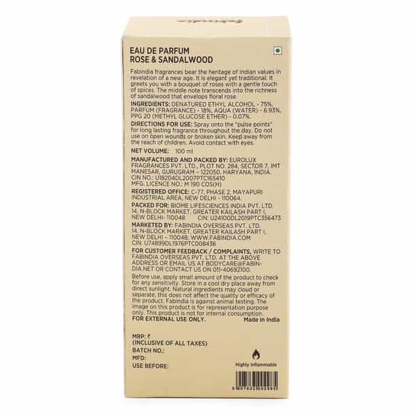 Fabindia Eau De Parfum Rose And Sandalwood Perfume- 100Ml