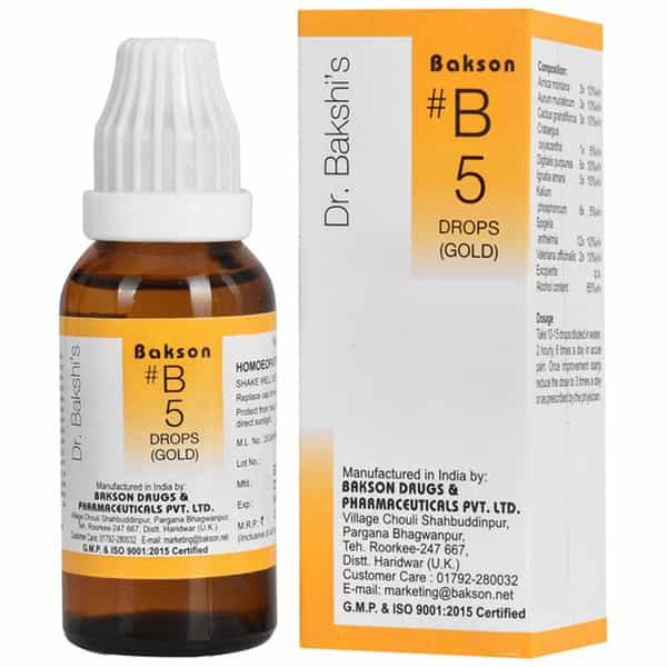 Dr Bakshi's Bakson Homoeopathy B5 Gold Drops 30 Ml