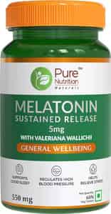 Pure Nutrition Melatonin 5mg L Melatonin Supplement For Men & Women Supports Good Sleep - 60 Nos