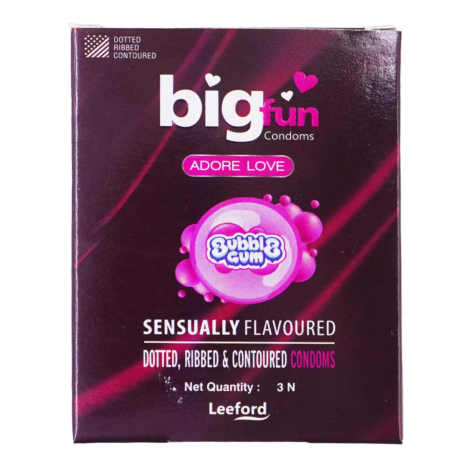 Bigfun Bubble Gum-3 Pc Condom