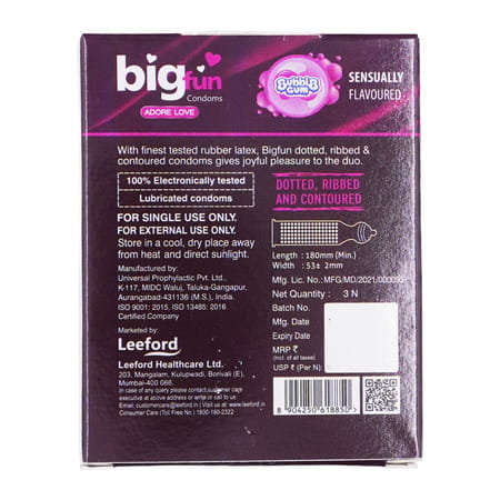 Bigfun Bubble Gum-3 Pc Condom