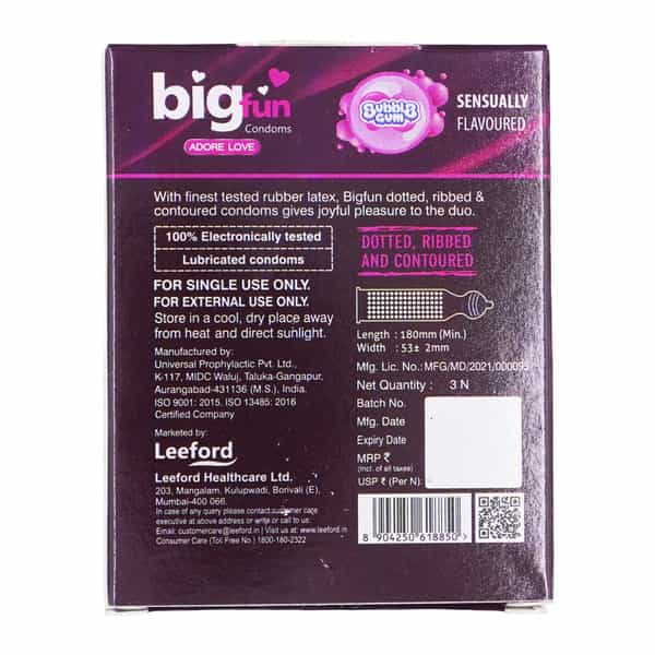 Bigfun Bubble Gum-3 Pc Condom