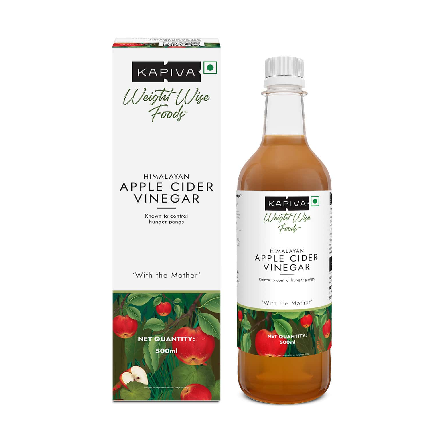 Kapiva Himalayan Apple Cider Vinegar With Mother 500ml | Helps With Digestion & Weight Care