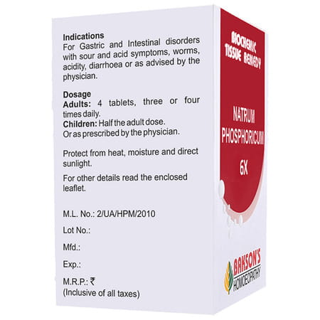 Baksons Homoeopathy Natrum Phosphoricum Biochemic Tablet 6X 250 No's
