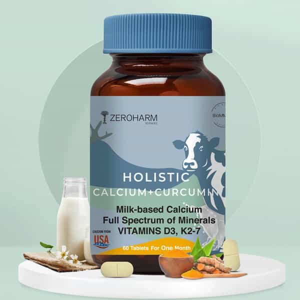 Zeroharm Holistic Calcium & Curcumin For Joint Muscle Bone Strength -60Tab