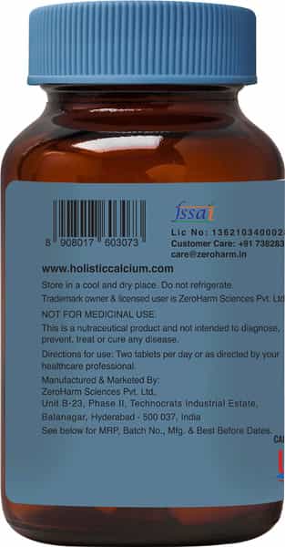 Zeroharm Holistic Calcium & Curcumin For Joint Muscle Bone Strength -60Tab