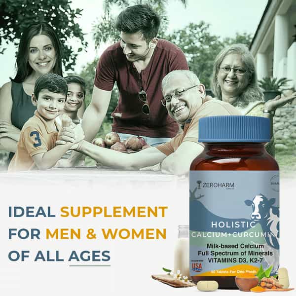Zeroharm Holistic Calcium & Curcumin For Joint Muscle Bone Strength -60Tab