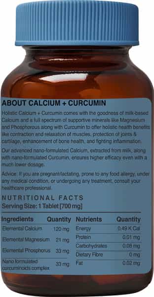 Zeroharm Holistic Calcium & Curcumin For Joint Muscle Bone Strength -60Tab