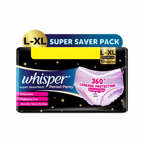 Whisper Super Absorbent Period Panty | L-Xl | 18 Pants