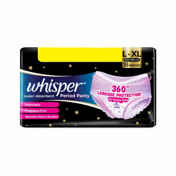 Whisper Super Absorbent Period Panty | L-Xl | 18 Pants