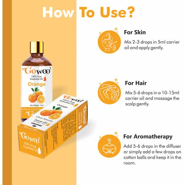 Pack Of 2 Orange Essential Oil & Aloe Vera Carrier Oil - 100% Pure & Natural Oil