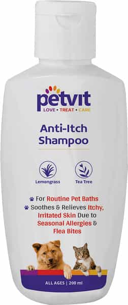Petvit Anti Itch Shampoo With Tea Tree Oil & Lemon Grass Oil For All Breed Dog/Cat - 200Ml