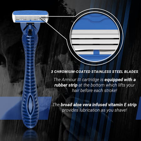 Zlade Armour Iii Triple-Blade Razor For Men - 1 Razor Handle + 4 Cartridges