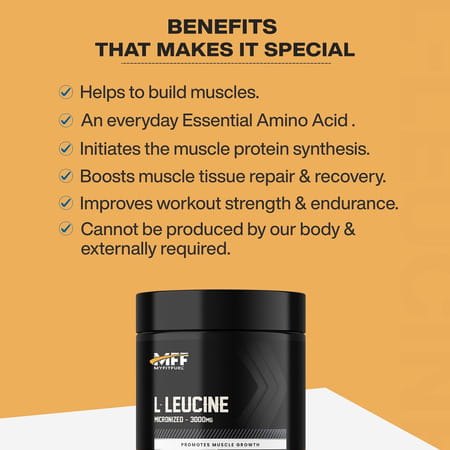 Myfitfuel L-Leucine (3000mg) (60 Tablets)| Amino Acid