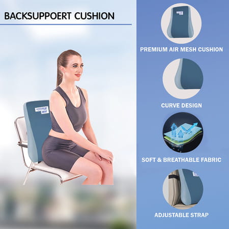 Stergic Next Memory Foam Lumbar Support Back Support Cushion For Chair Car & Office Use 1 No'S