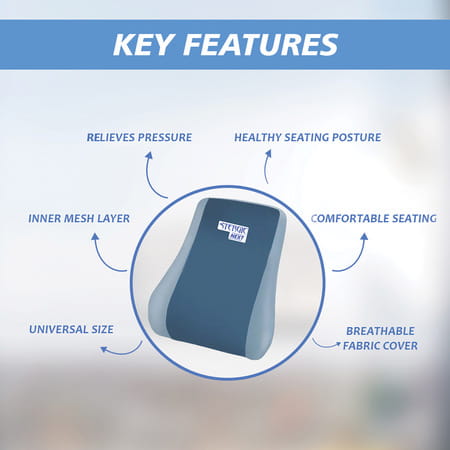 Stergic Next Memory Foam Lumbar Support Back Support Cushion For Chair Car & Office Use 1 No'S