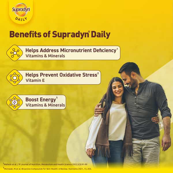 Supradyn Daily Multivitamin For Men & Women Builds Energy & Immunity Strip Of 15 Tablets
