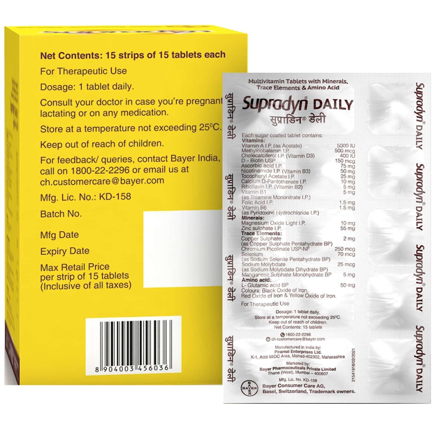 Buy SUPRADYN DAILY MULTIVITAMIN TABLETS 15S Online & Get Upto 60% OFF ...