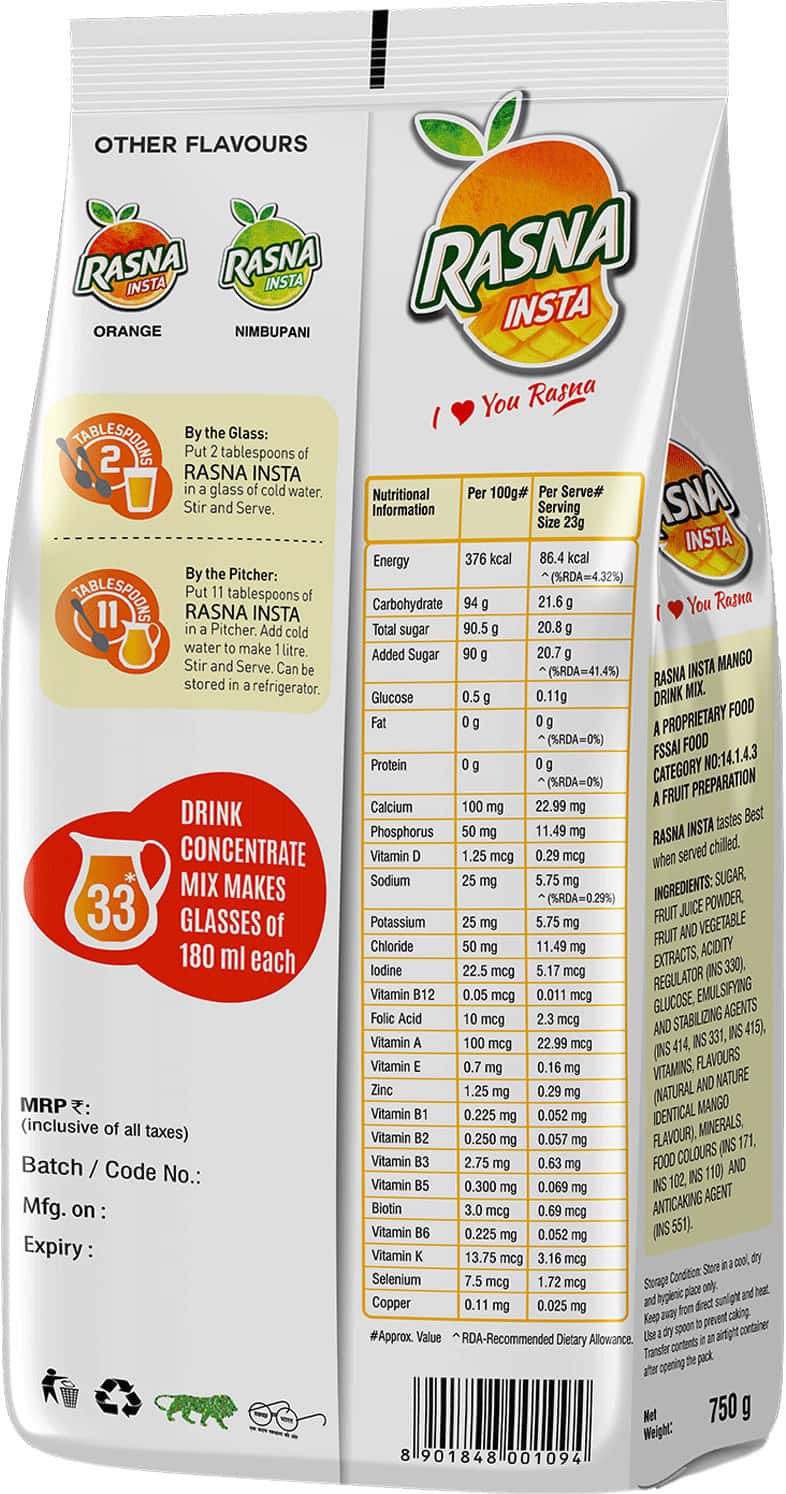 Buy RASNA ENERGY INSTANT MANGO 750G POUCH Online & Get Upto 60 OFF at