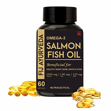 Fij Ayurveda Omega 3 Salmon Fish Oil Capsule For Men & Women |1000mg- 60 Softgels Pack Of 1