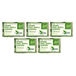 Ynb Yours Natural Buddy Organic Basil | Neem & Aloevera Handmade Soap 120g (pack Of 5)