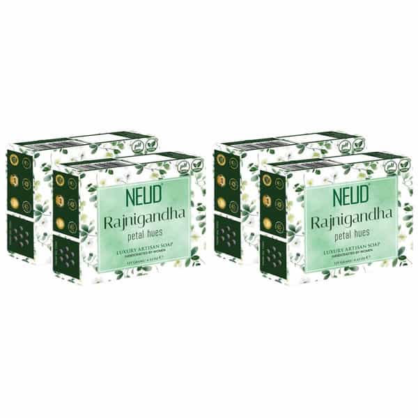 Neud Rajnigandha Luxury Artisan Handmade Soaps Bar - Pack 4 | 125Gm Each
