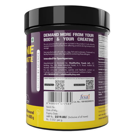 Healthyhey Sports Creatine Monohydrate 400G - 133 Servings - Unflavoured