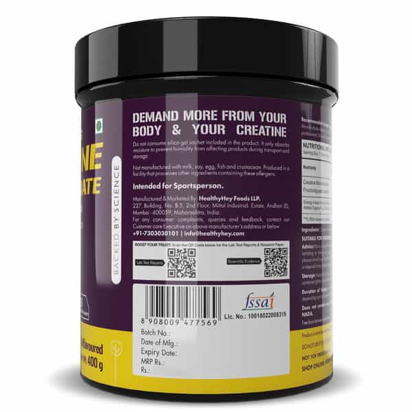 Healthyhey Sports Creatine Monohydrate 400G - 133 Servings - Unflavoured