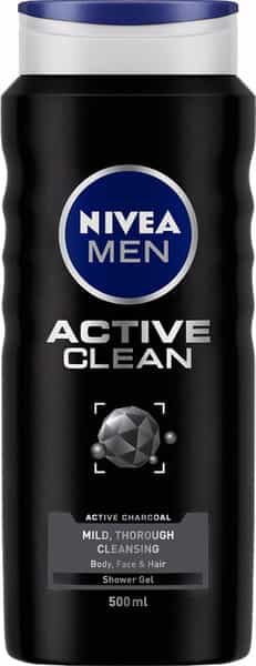 Nivea Active Clean Shower & Body Wash For Hair Face & Body - 500 Ml